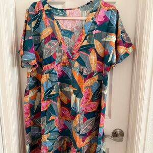 Cupshe Multicolor Tropical Leaf V-Neck Dress